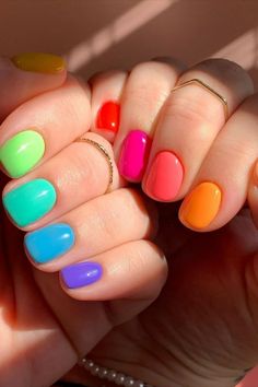 nail designs Cute Nail Art Ideas, Rainbow Nail Art, Multicolored Nails, Colorful Nails, Cute Nail, Cute Gel Nails, Rainbow Nails, Cute Nail Art, Girls Nails