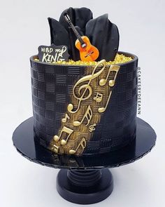 there is a cake with musical notes on it