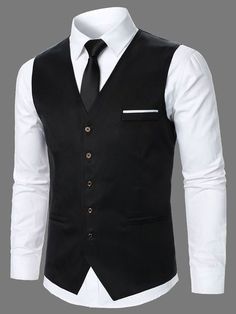 Mens Suit Vest Styles, Mens Dress Clothes, Men In Black Costume, Suit Vest For Men, Men Waistcoat, Plain Vest, Vest Suit