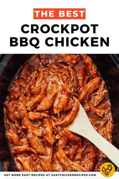 the best crockpot bbq chicken recipe in a slow cooker with text overlay