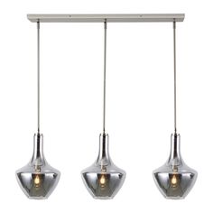 three lights hanging from a ceiling fixture