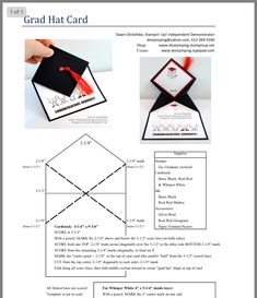 an origami graduation hat card is shown with instructions to make the graduate's cap