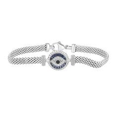 Discover the perfect blend of protection and style with our Sterling Silver Blue Nano Crystal and Cubic Zirconia Evil Eye Bracelet. This enchanting piece features a captivating blue nano crystal, surrounded by shimmering cubic zirconia stones, forming a mesmerizing evil eye design. Set on an elegant sterling silver chain, this bracelet adds a touch of mystique and allure to any ensemble while safeguarding you from negative energies. Silver Evil Eye Bracelet With Cubic Zirconia, Evil Eye Cubic Zirconia Bracelet, Evil Eye Design, Eye Bracelet, Eye Design, Evil Eye Bracelet, Design Set, Silver Blue, Sterling Silver Chains