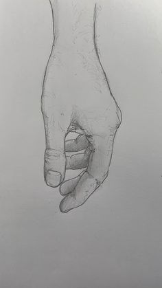 a pencil drawing of a hand holding something in it's left hand with the other hand on top