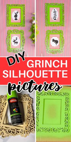 DIY Grinch Silhouette Pictures | Grinch Christmas Grinch Party Decorations Free Printables, Diy Grinch Ideas, Easy Grinch Craft, Grinch Christmas Party Decorations, Diy Grinch Decorations, Grinch Silhouette