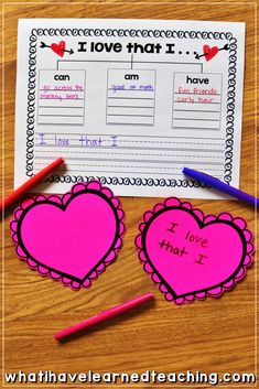 valentine's day worksheet with two hearts on it and the words i love math