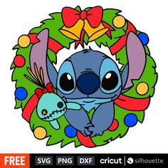 a christmas wreath with a cartoon character in it