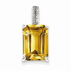 Metal: Sterling SilverLength:22 mmWidth:10 mmGemstones: Citrine, DiamondDiamond Weight: 0.01 CTGem Weight: 6.3 CTFinish: Polished, Open backFree U.S. Shipping for orders over $99 Protected by our 30-Day Risk Free Returns! Emerald Pendant, Necklace Women, High Jewelry, Rectangle Shape, Emerald Cut, Gemstone Necklace, Diamond Pendant, Citrine, Emerald