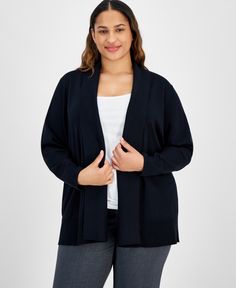 in stock Plus Size Sweaters, Deep Black, Open Front Cardigan, Front Open, Cardigan Sweater, Plus Size Outfits, Sweater Cardigan, Pick Up, In Store