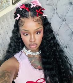 Butterfly Braid On Wig, Wig Hairstyles Ideas Black Women Curly, Exotic Wig Hairstyles, Lace Wigs Styles, Weave Ponytail Hairstyles, Black Ponytail Hairstyles, Hair Twist Styles, Hot Hair Styles