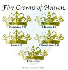 the five crowns of heaven are shown in gold