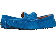 Massimo Matteo Suede Penny Driver - Men's Shoes : Turquoise : The sleek silhouette of the Massimo Matteo Suede Penny Driver loafer brings versatility to any look without compromising style with an easy slip-on construction, cooling perforations at the vamp, and a nubuck leather upper finish. Rounded moc toe with raised stitch seam in front. Breathable leather lining. Padded leather insole provides added comfort. Durable rubber outsole. Made in Brazil. Measurements: Weight: 8 oz Product measureme Casual Suede Loafers With Perforated Toe Box, Suede Slip-on Loafers With Perforated Toe Box, Spring Suede Moccasins With Moc Toe, Fitted Casual Leather Loafers, The Vamps, Nubuck Leather, Penny, Fashion Shoes, Leather Upper