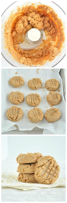 nine peanut butter cookies sitting on top of a piece of parchment paper next to each other