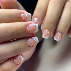 Cyflymder French Sweet Style Rhinestone Fake Nails Medium Length False – cyflymder Fake Nails White, Milky Nails, Short Fake Nails, Nagel Tips, Short Square Nails, Nail Type, Nail Forms, Fake Nail, White French