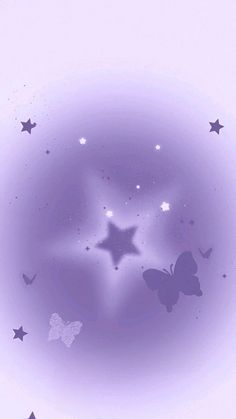 an abstract purple background with stars and butterflies