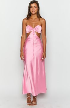 Pink Strapless Maxi Dress

How to style:
This stunning maxi dress () is perfect for your next formal event. Pair with dainty gold jewellery () and statement heels  ()and you will have heads turning.

Features:
  
 * Light weight material 
 * Satin 
 * Maxi length 
 * Strapless 
 * Tie up at the front 
 * Cut outs on both sides 
 * Bias cut Light Pink Satin Dress, Pink Satin Prom Dress, Statement Heels, Prom Midi Dress, 60's Dress, Summer Playsuit, Semi Formal Dresses, Beginning Boutique, Strapless Maxi