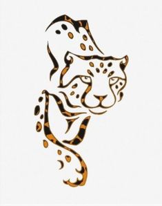 a drawing of a cheetah on a white background