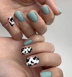 Subtle Cow Print Nails, Diy Cow Nails, Simple March Nails Short, Punchy Western Nails Short, Short Cow Nails, Country Style Nails, Cowprint Nail Design, Boho Western Nails, Country Nail Designs