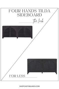 the four hands tilda sideboard is shown in black and has an open door