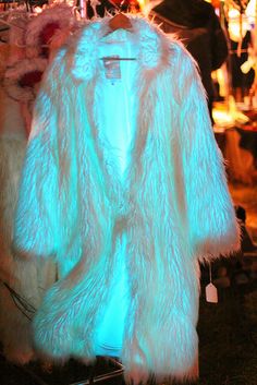 Giant Fur Coat, Luxury Fitted Glamorous Fur Coat, Rave Fur Coat, Light Up Clothes, Space Grunge, Luxury Long-sleeved Faux Fur Coat, Crystal Fox Fur Coat, Led Fashion, Get Glam