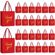 red bags with thank you written on them