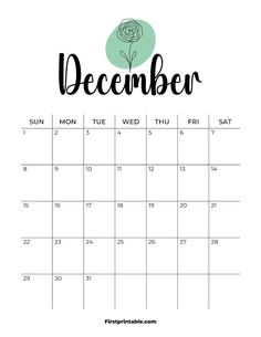 a december calendar with the word december written in black and white on it, next to a