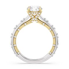 a yellow and white diamond engagement ring