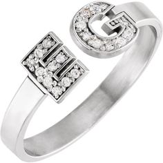 14k White Gold Personalized Diamond Two Letter Initial Ring Metal: 14k Gold Stone: Genuine Diamonds Custom made or made to order Specifications Based on a Size 7 Weight: 1.681 DWT (2.61 grams) Material: Gold Stone: Genuine Diamonds Approx. Shank Base Width: 3 mm Diamond Color: H Surface Finish: Polished Approx. Top Dimensions: 6 mm Diamond Clarity: I1 Enter personalization details in the shopping cart by clicking Add a note to your order For example as shown on the picture: Left Letter: E Right Personalized Initial Ring, Customized Jewelry, Silver Bow, Initial Ring, Initial Jewelry, Personalized Initials, White Rose Gold, Selling Jewelry, Diamond Clarity