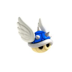 the head of an animal wearing a hat with wings on it's back end