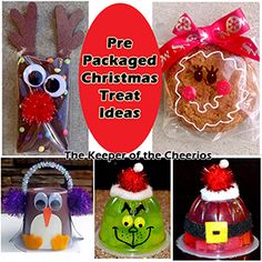 there are pictures of decorated christmas treat bags