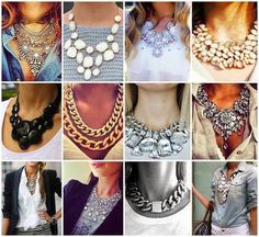 How to Chic: THE STATEMENT NECKLACE TREND Neckline Necklace Guide, Necklace For Neckline, Trending Necklaces, Retro Mode, Neck Piece, Paparazzi Jewelry