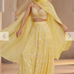 Yellow Lengha Anita Dongre Skirt Set, Size Small, Worn Once Elegant Festive Georgette Skirt, Elegant Festive Lehenga With Flowy Skirt, Elegant Festive Skirt With Sheer Dupatta, Elegant Yellow Skirt For Wedding, Elegant Georgette Skirt With Traditional Drape, Elegant Summer Lehenga With Dupatta, Elegant Flowy Long Skirt Lehenga, Elegant Long Flowy Lehenga Skirt, Elegant Yellow Silk Skirt