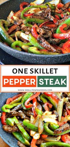 one skillet pepper steak with peppers and onions