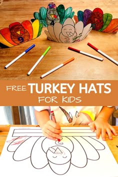 a turkey hat for kids to color with crayons