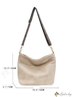 BirdinBag - Sleek Hobo Shoulder Bag Beige Bag, Hobo Shoulder Bag, Bag Straps, Hobo Bag, Pu Leather, Sleek, Size Medium, Shoulder Bag, Zipper