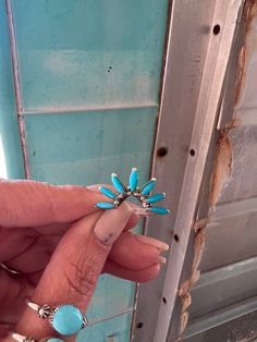 Navajo artist David Lopez. .925 sterling silver, campitos turquoise Sterling Silver Turquoise Concho Ring, Country Girl Jewelry, Turquoise Jewelry Outfit, Dark Things, Western Stuff, Western Accessories, Shiny Objects, Jewelry Accessories Ideas, Kids Earrings