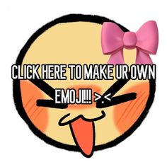 an emo smiley face with a pink bow on it's head and the words click here to make ur own emo jij