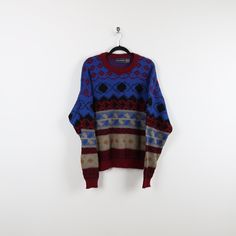 Tag: Vanderbilt Size: XL Pit to Pit: 26' Length: 28' 90s Multicolor Sweater For Winter, Multicolor 90s Sweater For Winter, 90s Multicolor Winter Sweater, Multicolor 90s Style Winter Sweater, Dad Style, Saved By The Bell, Dad Fashion, Abstract Geometric Pattern, Knit Pullover