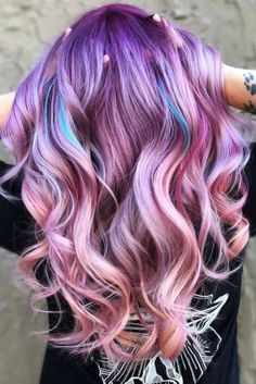 Unicorn Hair Color Cotton Candy, Unicorn Peekaboo Hair, Arctic Fox Hair Dye Combinations, Fairy Hair Color, Holographic Hair Color, Unicorn Hair Dye, Fox Hair Dye, Funky Hair Colors, Peekaboo Hair Colors