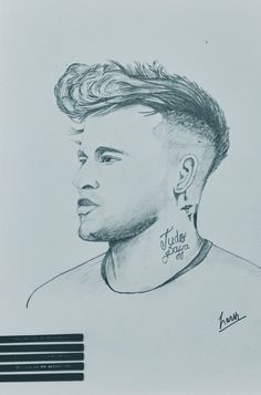 a drawing of a man with tattoos on his neck