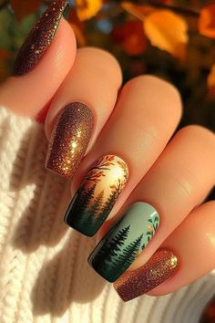 #fallnails #autumnnails #nailart #naildesigns #nailinspiration #nailsofinstagram #nailsoftheday #nailswag #nailgoals #nailtrends #nailfashion #nailaddict #naillove #nailstagram #nailspiration #nailsonfleek #nailstyle #nailpolish #nailobsessed #nailcommunity #nailjunkie #nailenvy #nailgamestrong #nailsonpoint #nailsofig #nailsoftheweek #nailsofthefall #nailsofautumn #nailsofseason #nailsoftheholidays #nailsofthedayfall Fall 2024 Acrylic Nails, Fall Nails Greens, Western Nail Designs Country, Fall Tree Nail Designs, Autumn Nail Art Designs Fall Leaves, Cute Fall Acrylic Nails, Fall Nails Trending, Fall Nails 2024 Trends, Pretty Nails For Fall