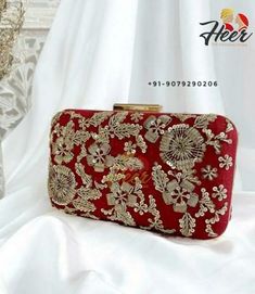 Personalised clutches available, Customisations are welcome. For any assistance or query whatsapp us at +91-9079290206 or mail us at heertheweddingstore@gmail.com Gold Bag With Resham Embroidery For Reception, Festive Red Embroidered Clutch, Red Embroidered Clutch For Festive Occasions, Formal Red Embroidered Bag, Designer Red Embroidered Bag, Traditional Embroidered Red Clutch, Gold Clutch With Resham Embroidery For Reception, Traditional Red Embroidered Clutch, Red Embroidered Clutch For Evening