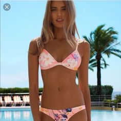 Triangl Bikini Set. Printed Pink Also Flowered. Small Top Medium Bottom. Mint Condition. Triangl Swimwear, Small Tops, Pink Print, Womens Swim, One Piece Swimsuit, Mint Condition, Bathing Suits, Checks, Swimming