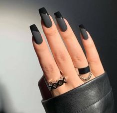 Black Acrylic Nails, Stylish Nails Designs, Edgy Nails, Matte Nails Design, Black Nail Designs, Black Nail, Nails 2024, Summer 24