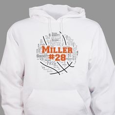 Let your basketball player create their very own hoodie using word-art to celebrate their favorite team or player  #basketballsweatshirt #youthsweatshirts #personalizedyouthhoodies #fungiftsforkids #giftideasforkids Basketball Sweatshirts Design, Basketball Team Shirts, Basketball Logo Design, Basketball Shirt Designs, Basketball Hoodies, Basketball Team Gifts, Basketball Christmas, Sports Ideas, Basketball Logo