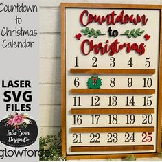 a wooden sign that says, countdown to christmas and has the date for each month