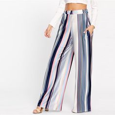 Striped Pant, Unique Clothes For Women, Stripe Pants, Striped Wide Leg Pants, Pants Large, Bold Stripes, Womens Basic, Type Of Pants, Streetwear Women