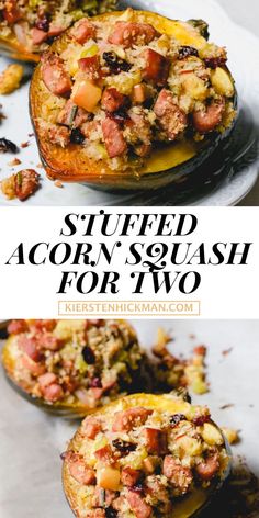 stuffed acorn squash for two is an easy and delicious side dish that can be made in less than 30 minutes