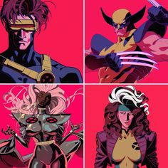 four different images of female superhero characters