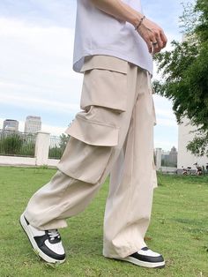 Multicolor Street Collar  Fabric Plain Cargo Pants Embellished Non-Stretch  Men Clothing Street Wear Japan, Pants Embellished, Streetwear Cargo Pants, Tie Front Shirt, Retro Streetwear, Men Pants, Front Tie Shirt, Japanese Streetwear